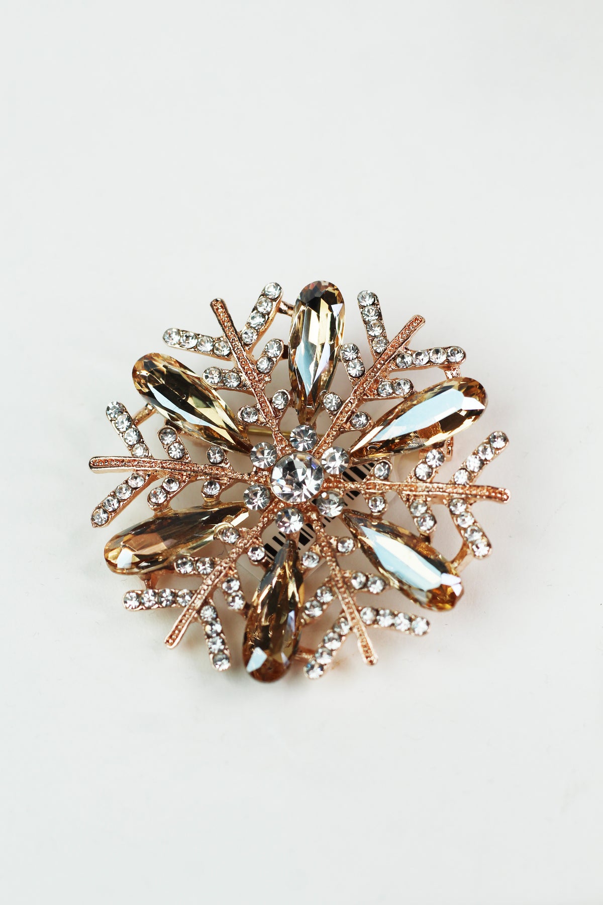 Rhinestone & Teardrops Snowflake Brooch