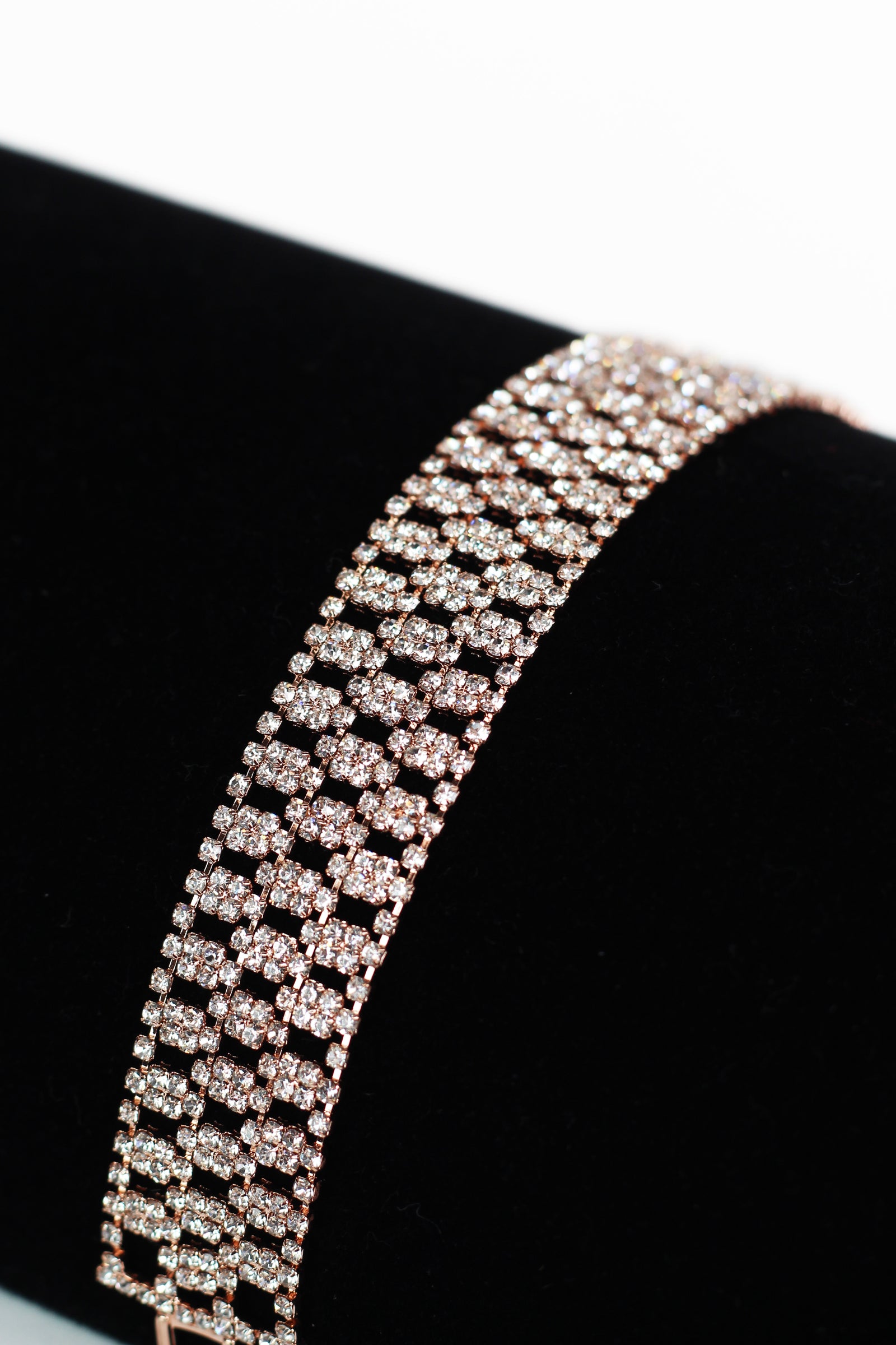 Small Rhinestone Point Design Wide Tennis Bracelet
