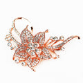 Rhinestone Flower & Vine Brooch