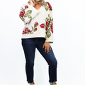 Floral V-Neck A-Line Sweater