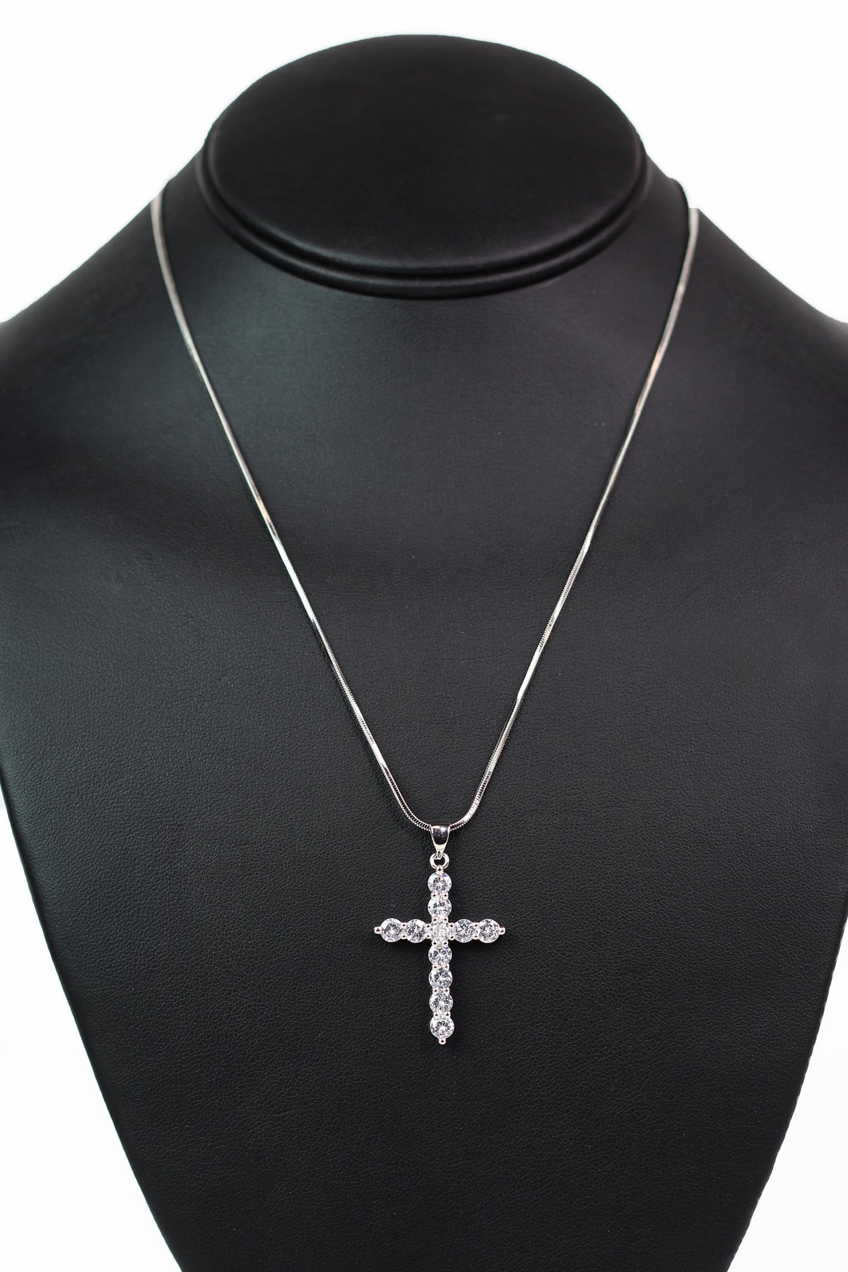 Round Rhinestone Cross Necklace - Glitz &amp; Ears Boutique