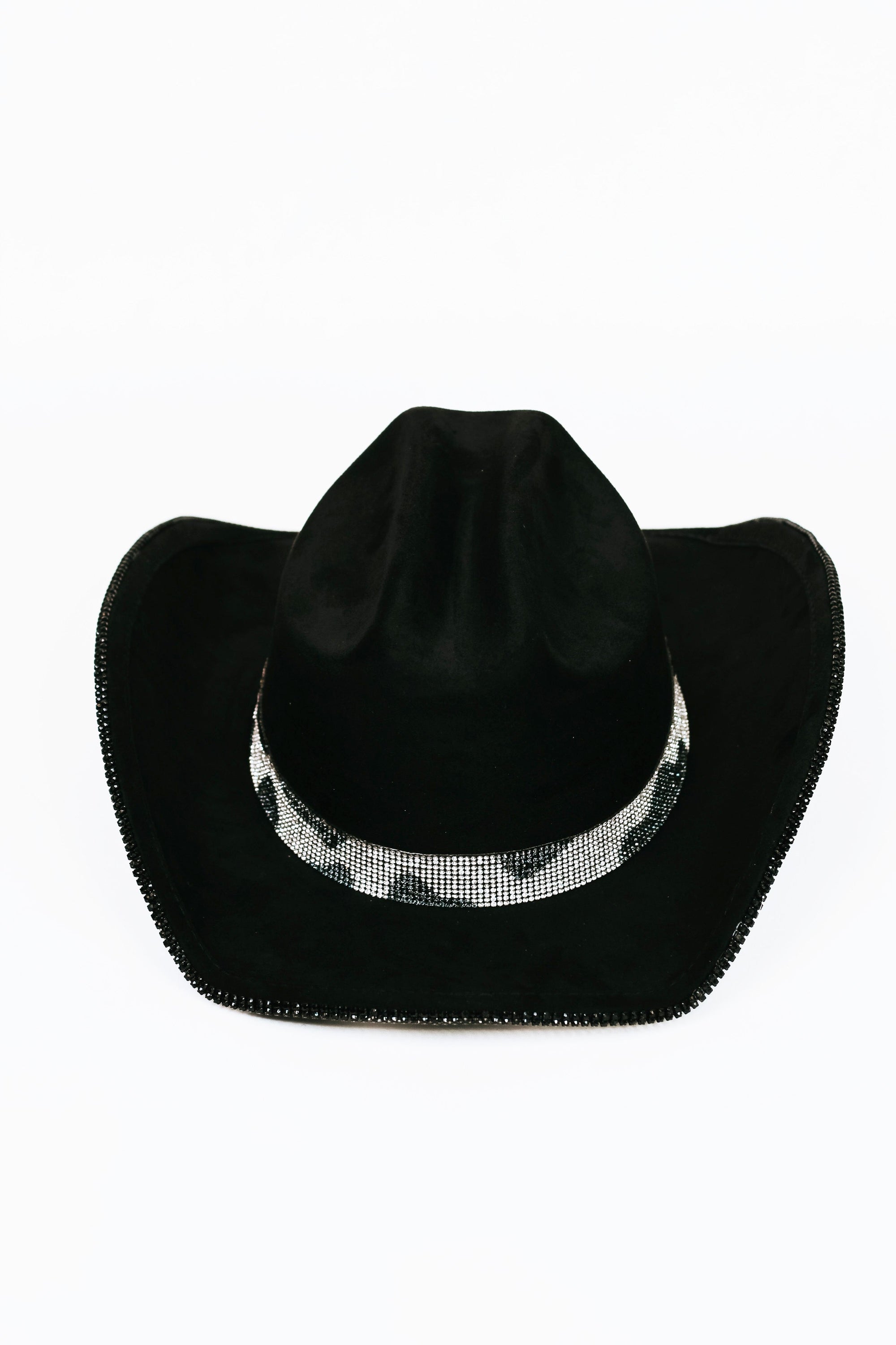 Faux Suede Rhinestone Cow Print Cowboy Hat