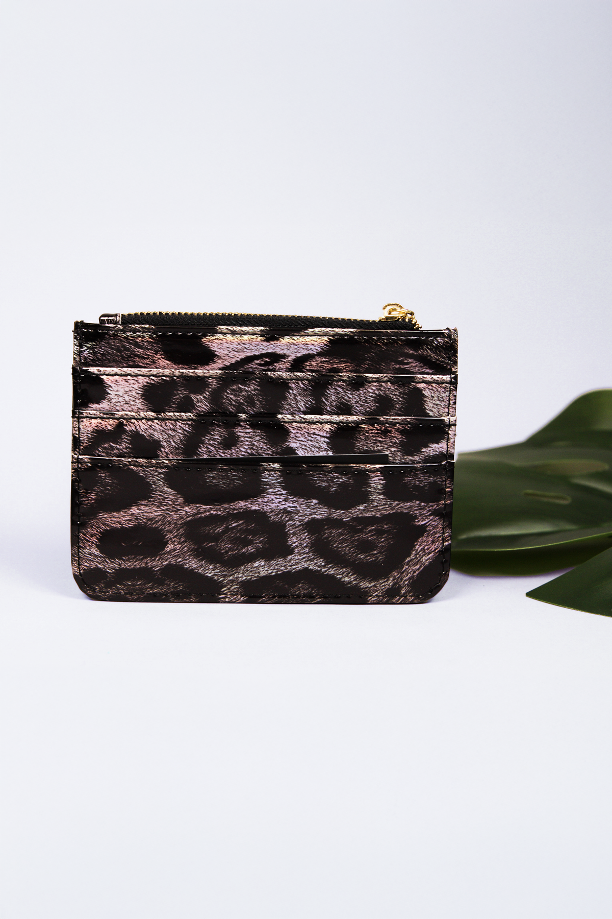 Zippered Leopard Print Cardholder w/ Tassel
