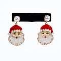 Santa Face Dangling Earrings w/ Pearl Accents