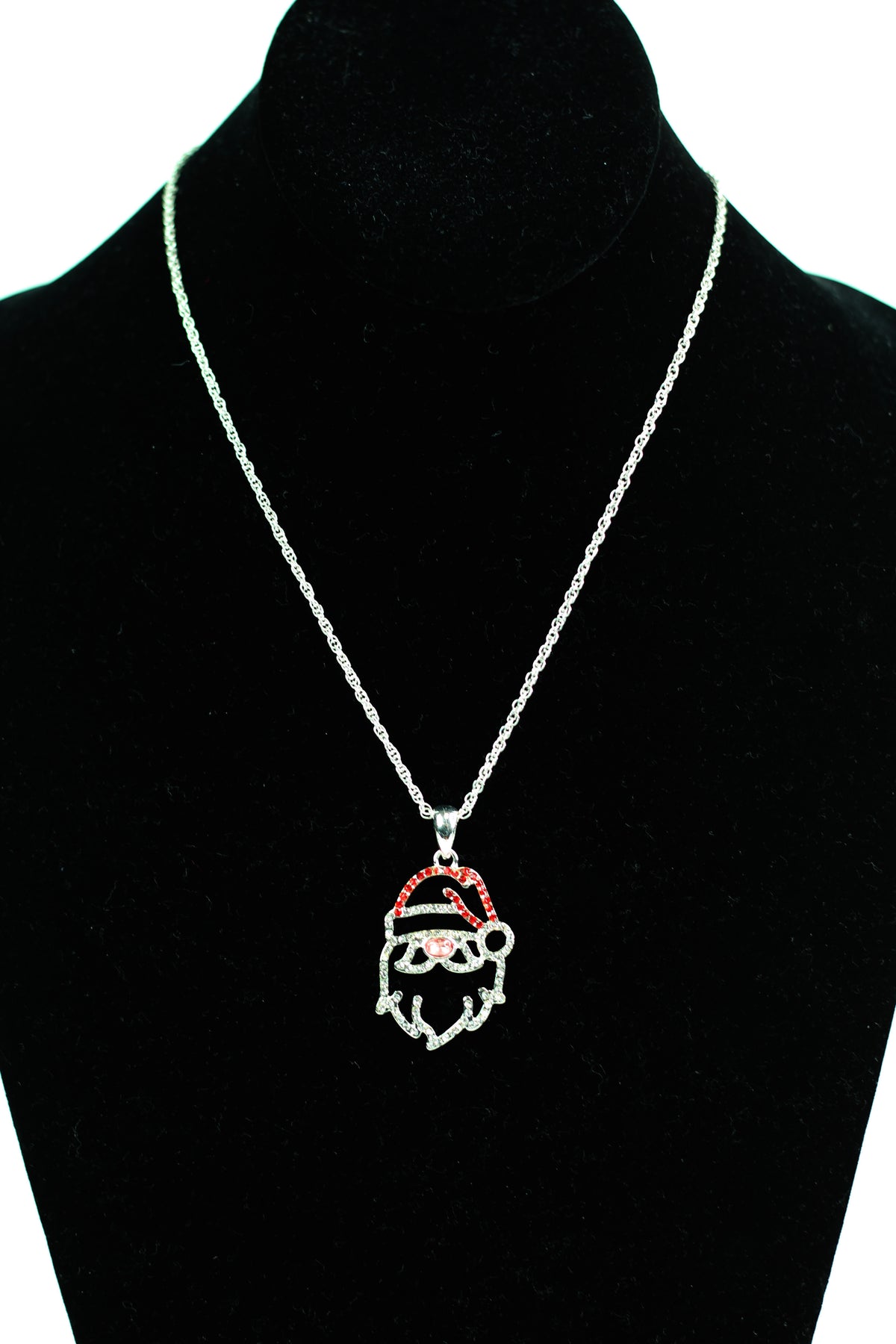 Santa Head Open Rhinestone Necklace