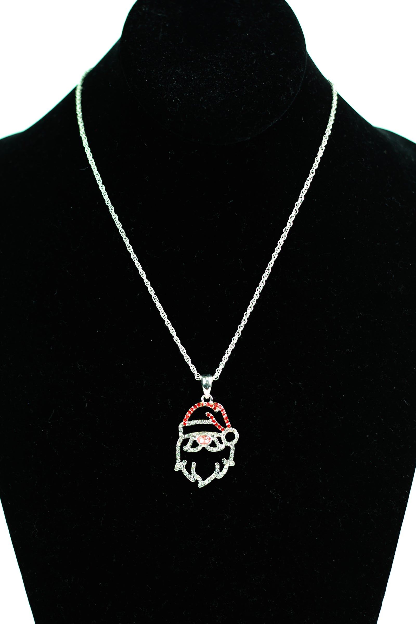 Santa Head Open Rhinestone Necklace