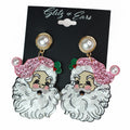 Santa Face Earrings w/ Pearl Accents
