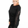 Long Sleeve Scuba Sweatshirt w/ Sequin Detailed Arms