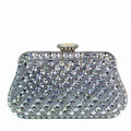 Pave & Round Stones Diagonal Lines Clutch w/ Oval Closure