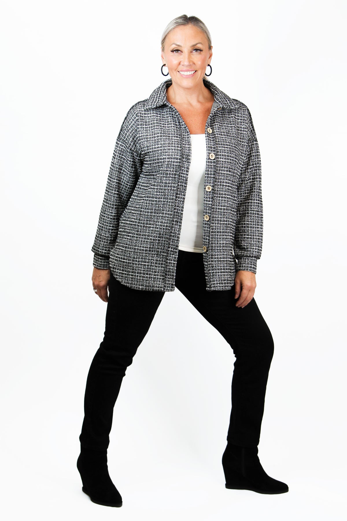 Black & White Button Down Shacket