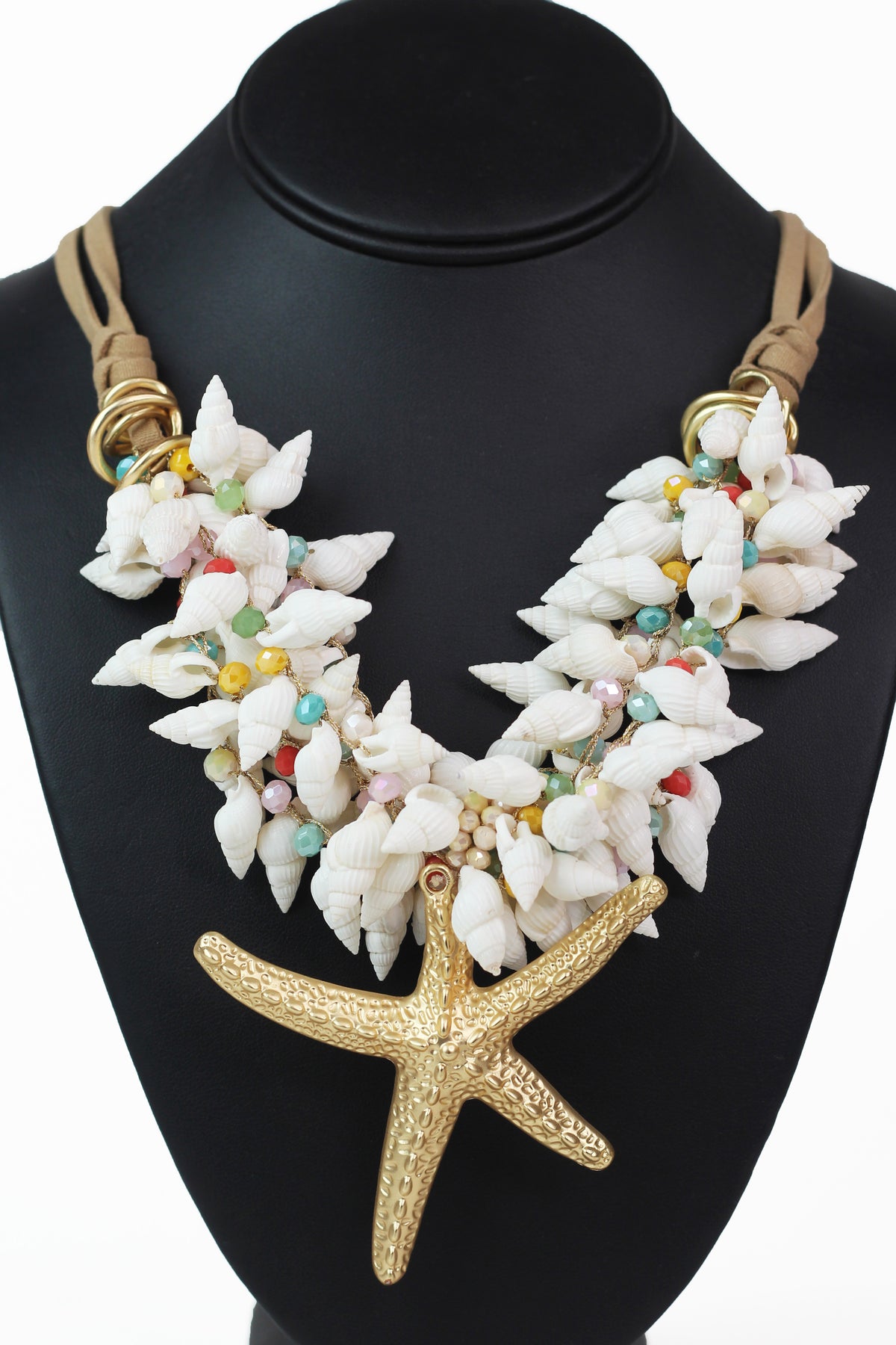 Starfish Seashells &amp; Beads Statement Necklace