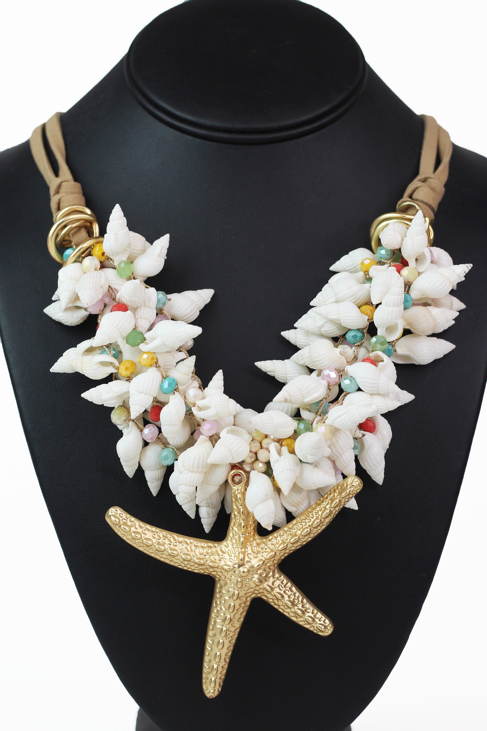 Starfish Seashells & Beads Statement Necklace