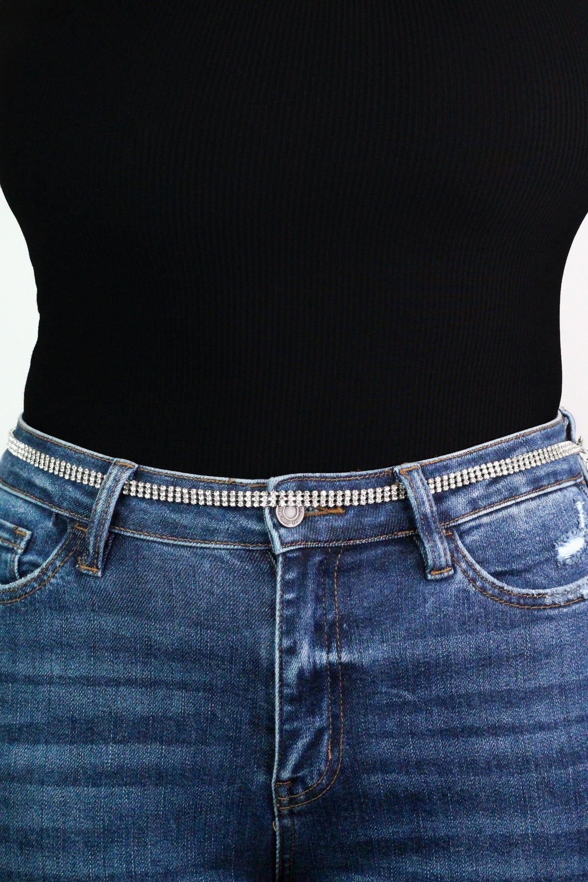 3 Row Rhinestone Chain Belt