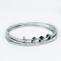 Pave Criss Cross Bangle w/ Pave Round Charms