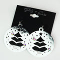 Round Metal Christmas Tree Earrings w/ Stone Accents