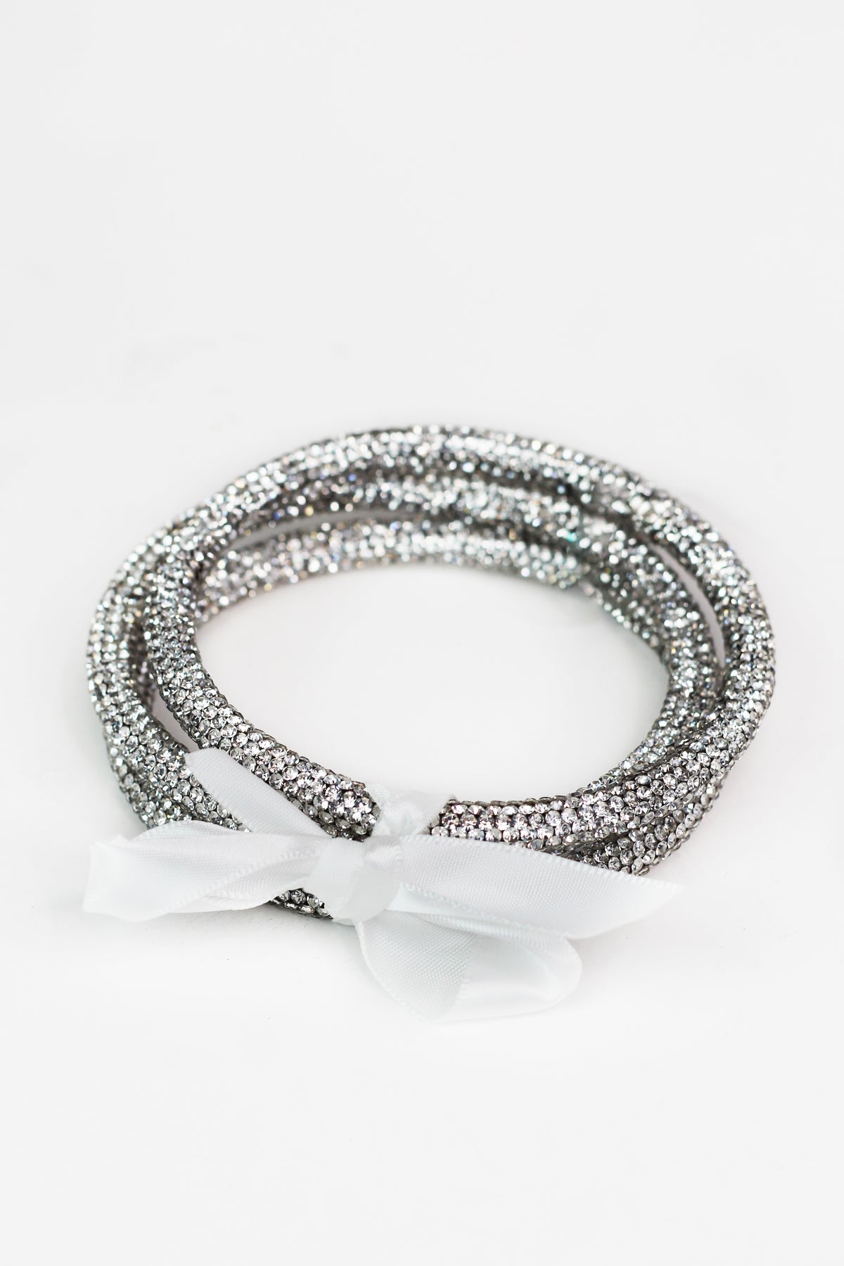 3 All Rhinestone Bangle Bow Bracelet