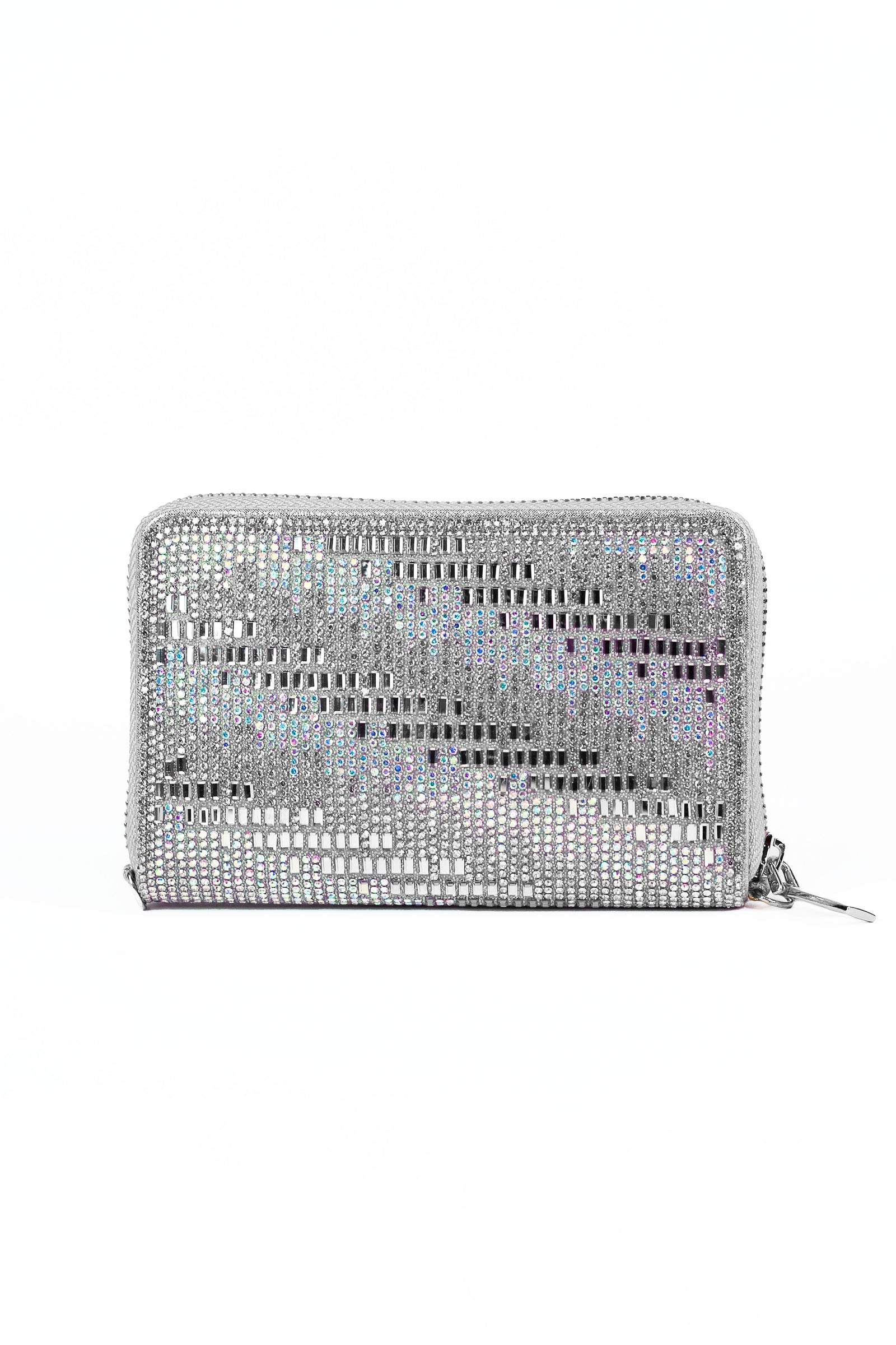 Baguette & Rhinestone Zip Around Wallet