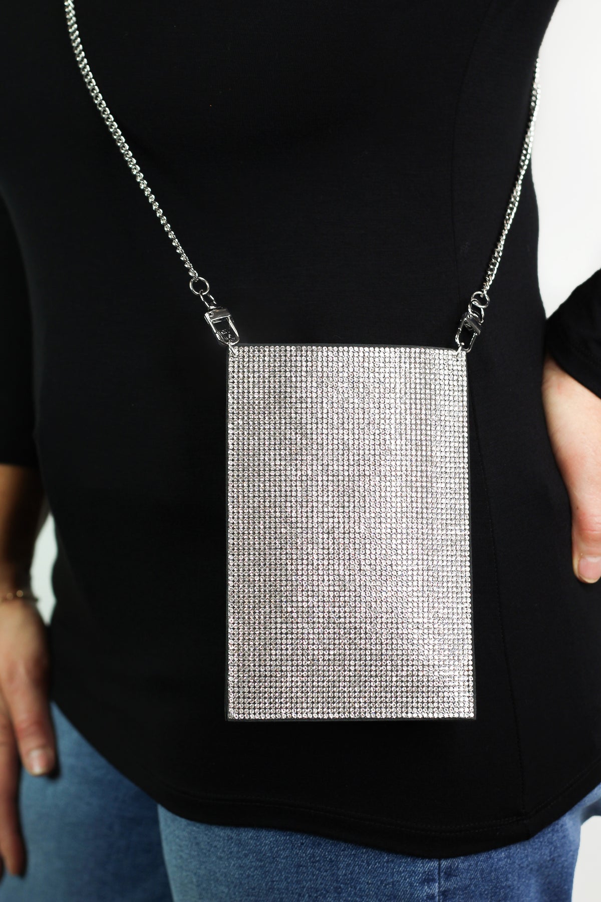 Rhinestone Front Crossbody Pouch