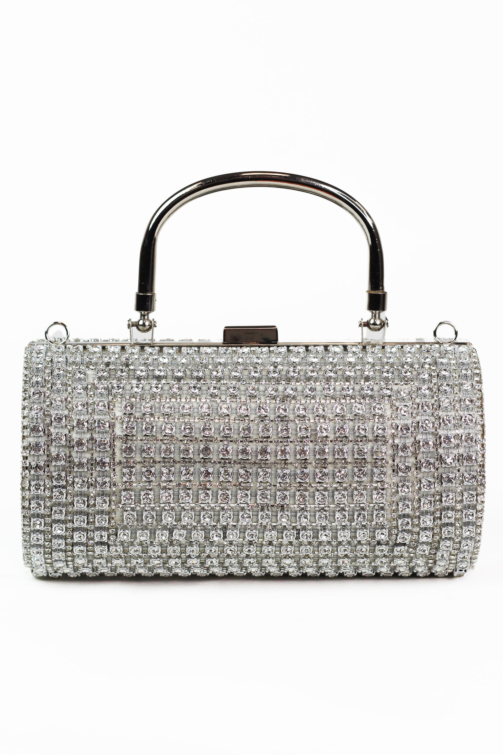 Multi Sized All Rhinestone Round Barrel Clutch
