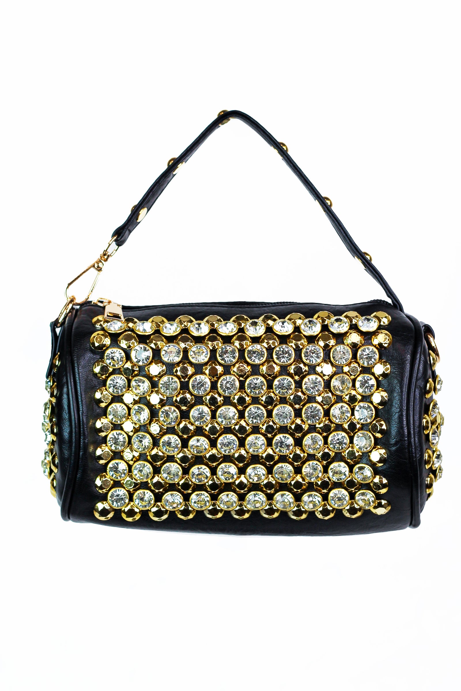 Studded Rhinestone Barrel Bag