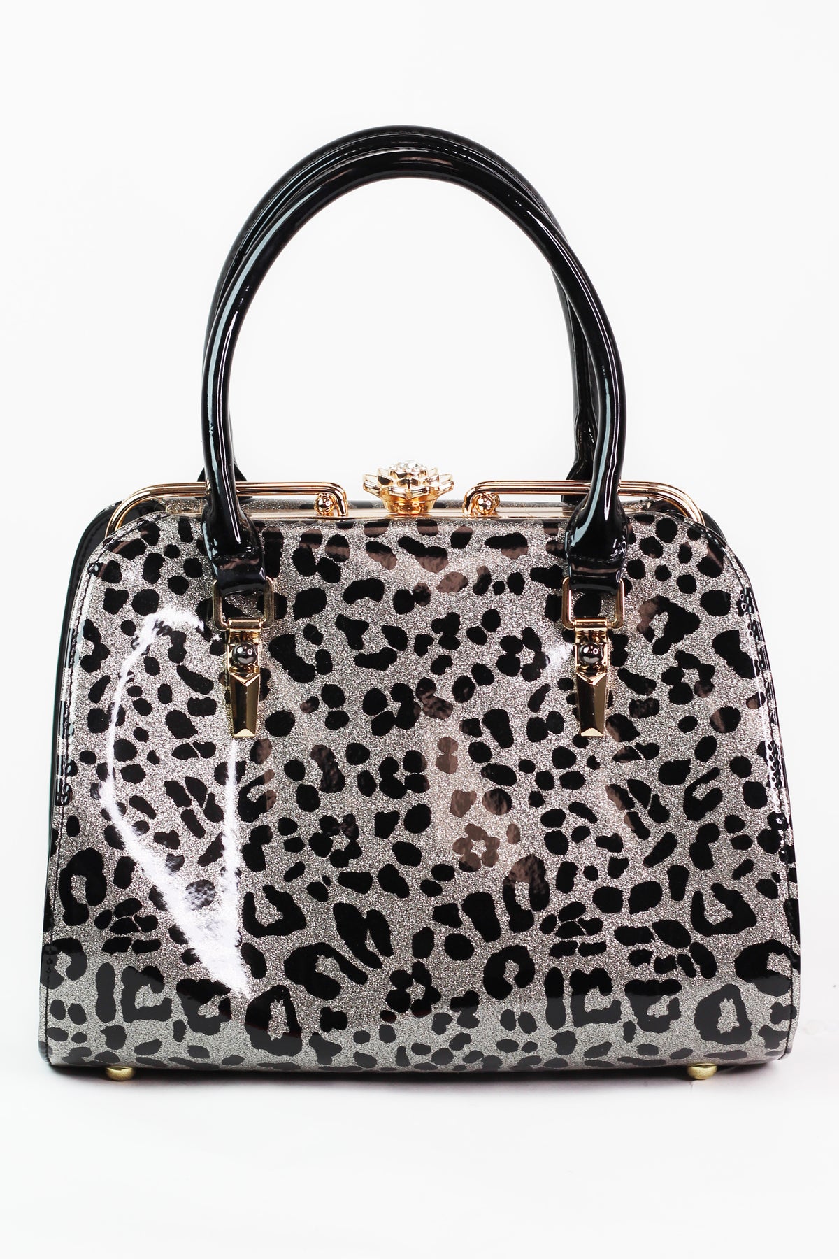 Shimmery Leopard Print Pocketbook w/ Flower Closure