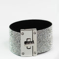 Wide Rhinestone Twist Lock Bracelet