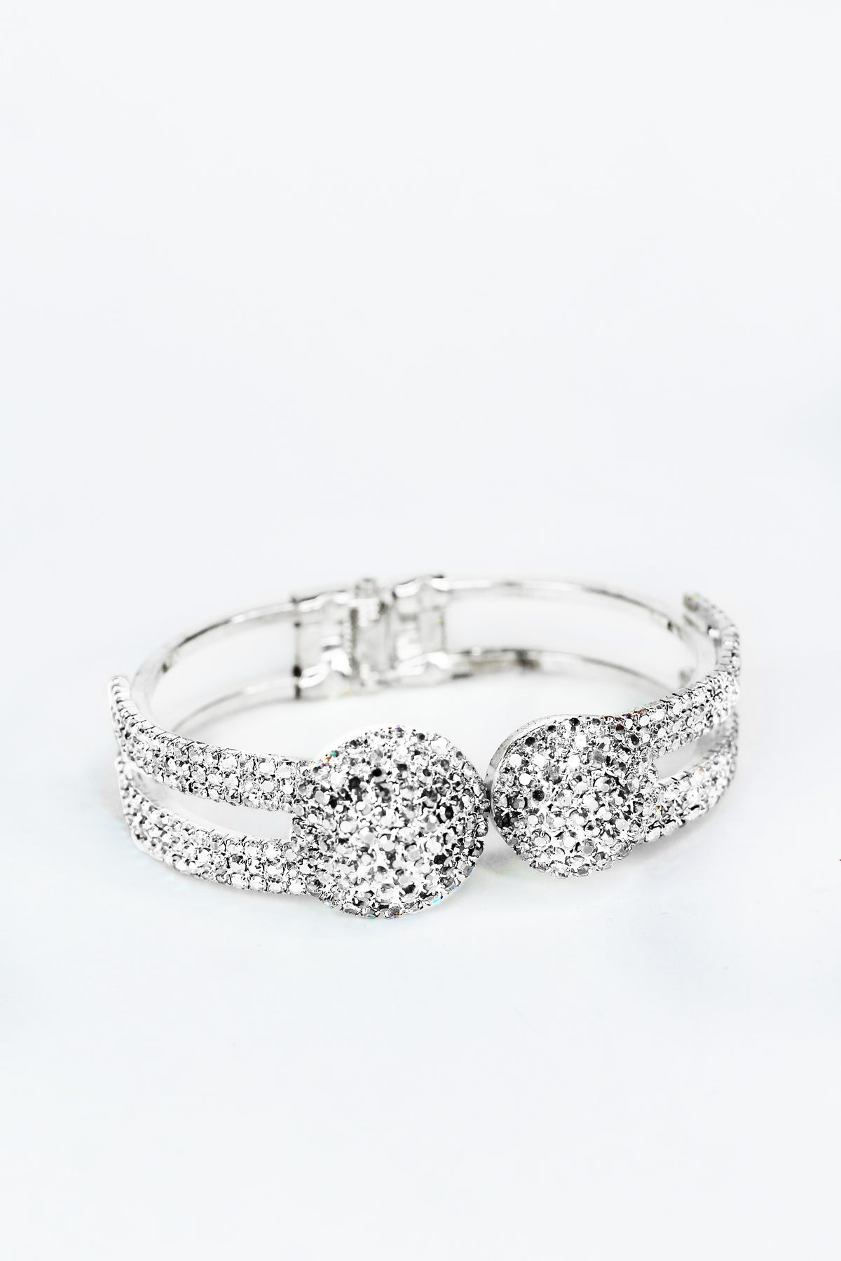 Large Rhinestone Filled Circles Open Sides Cuff