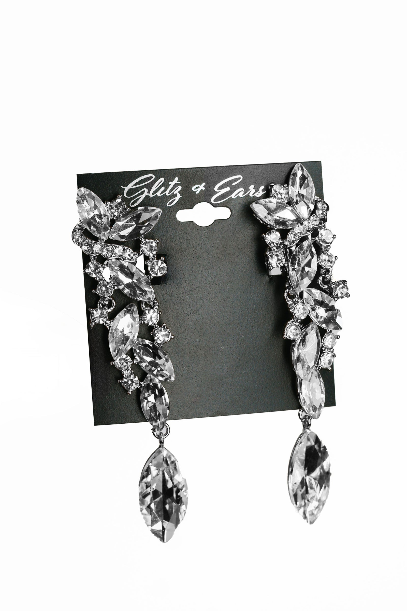 Large Teardrop Dangle Clip Earrings