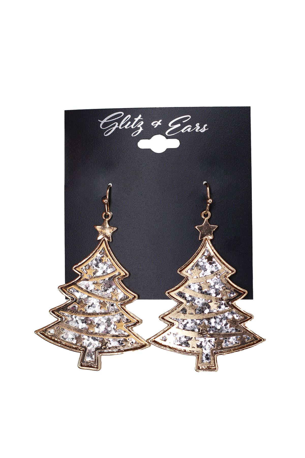 Metal & Glitter Christmas Tree Earrings