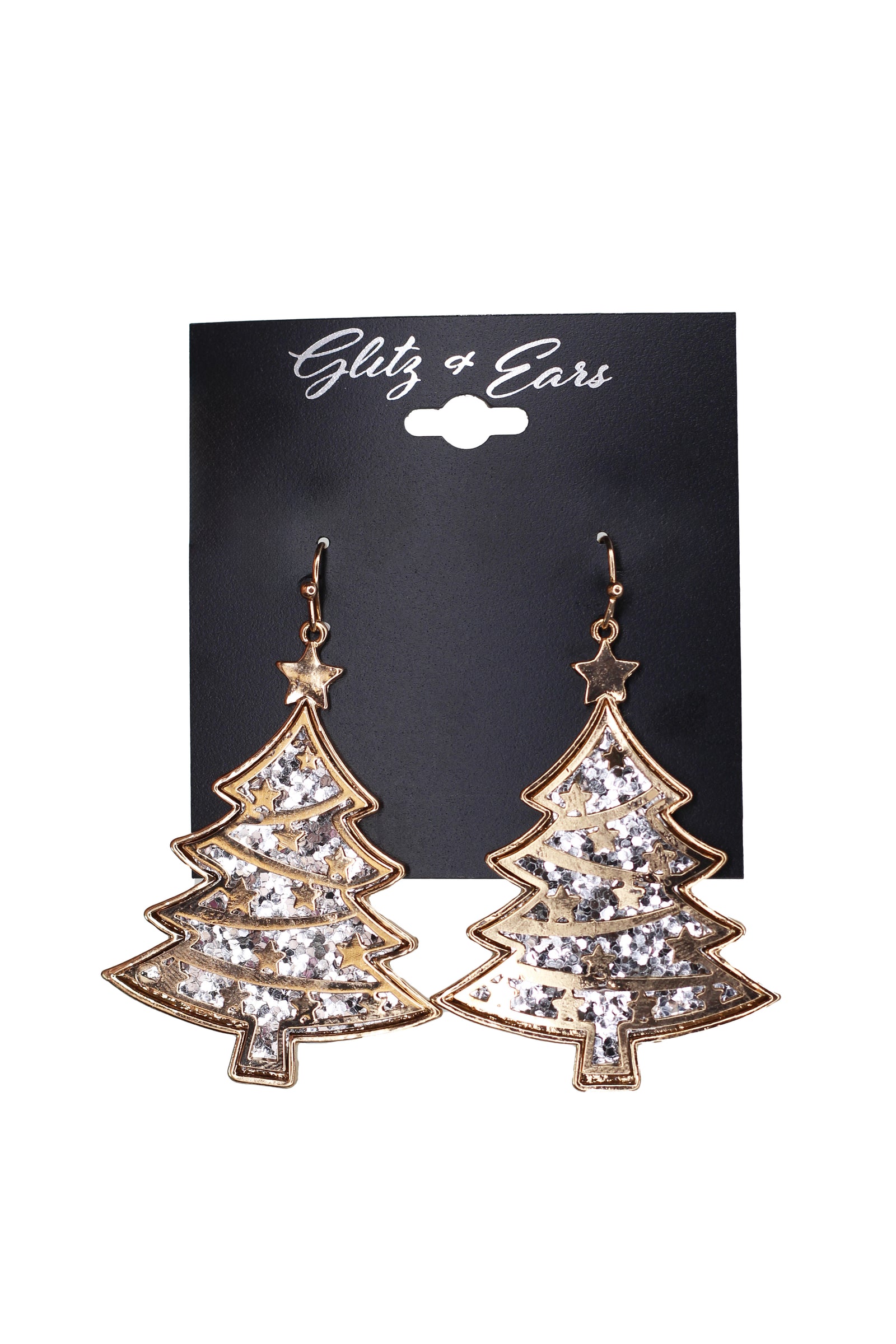 Metal & Glitter Christmas Tree Earrings
