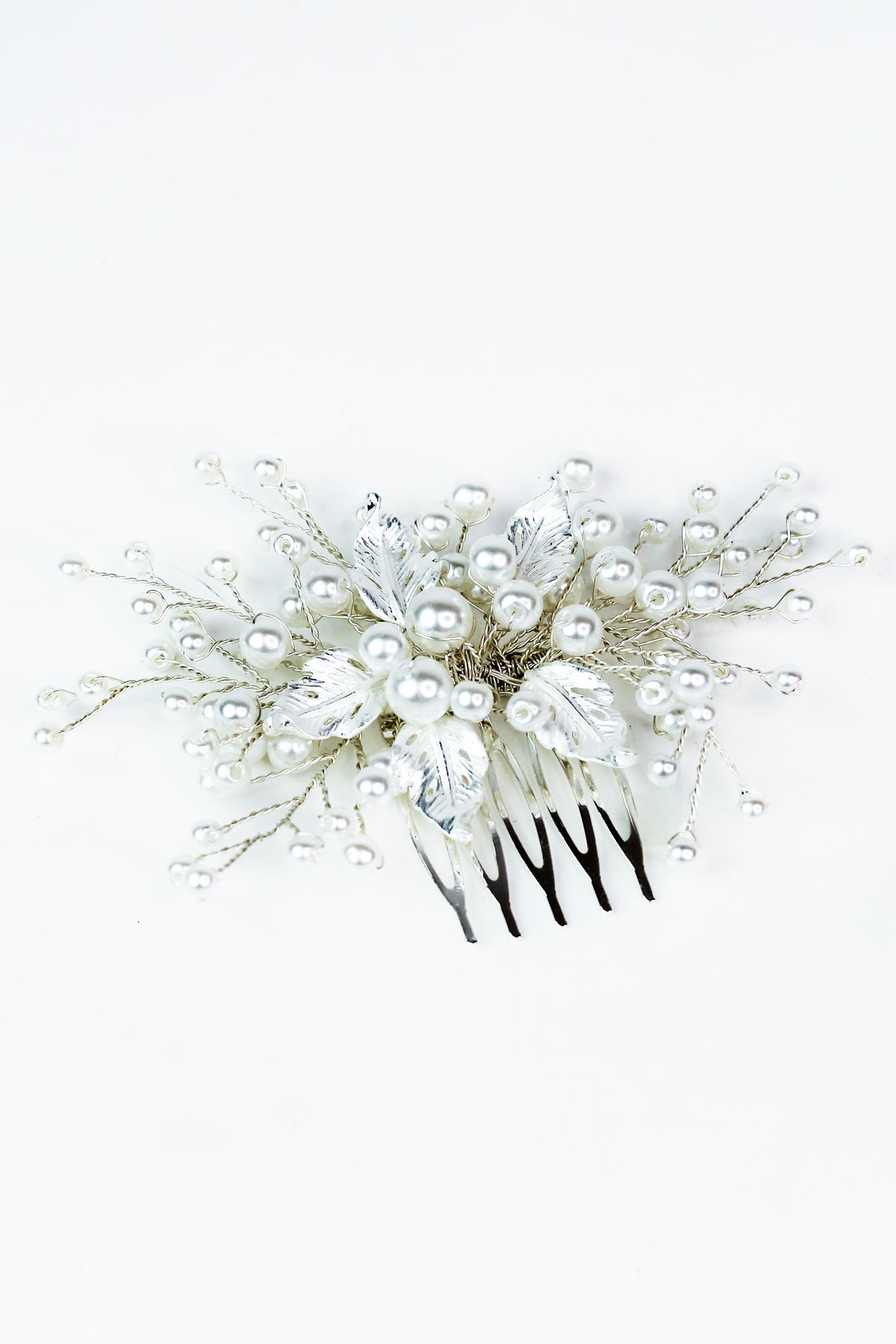 Pearl Accent Flower Petal &amp; Branches Hair Comb