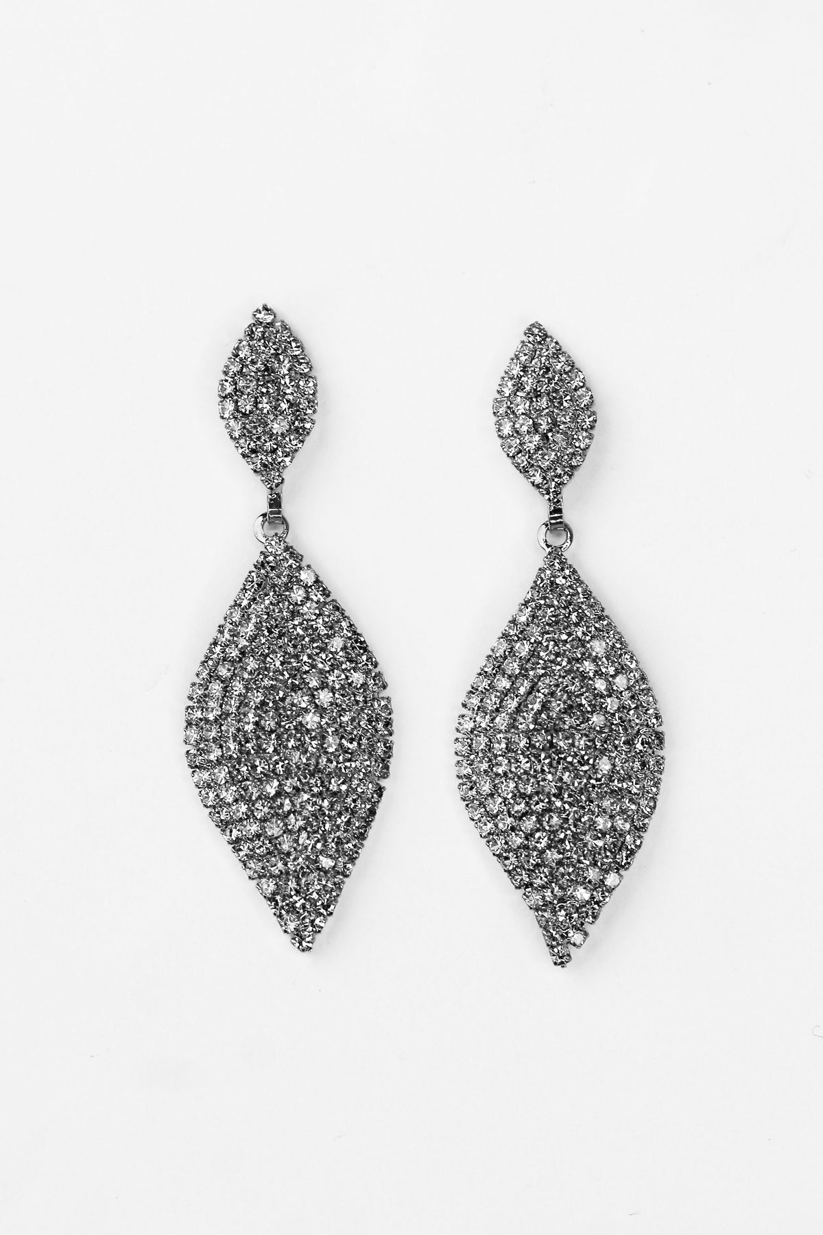 Pave Filled Double Curved Teardrop Earrings