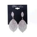 Rhinestone Paved Front Oval Point Dangling Earrings