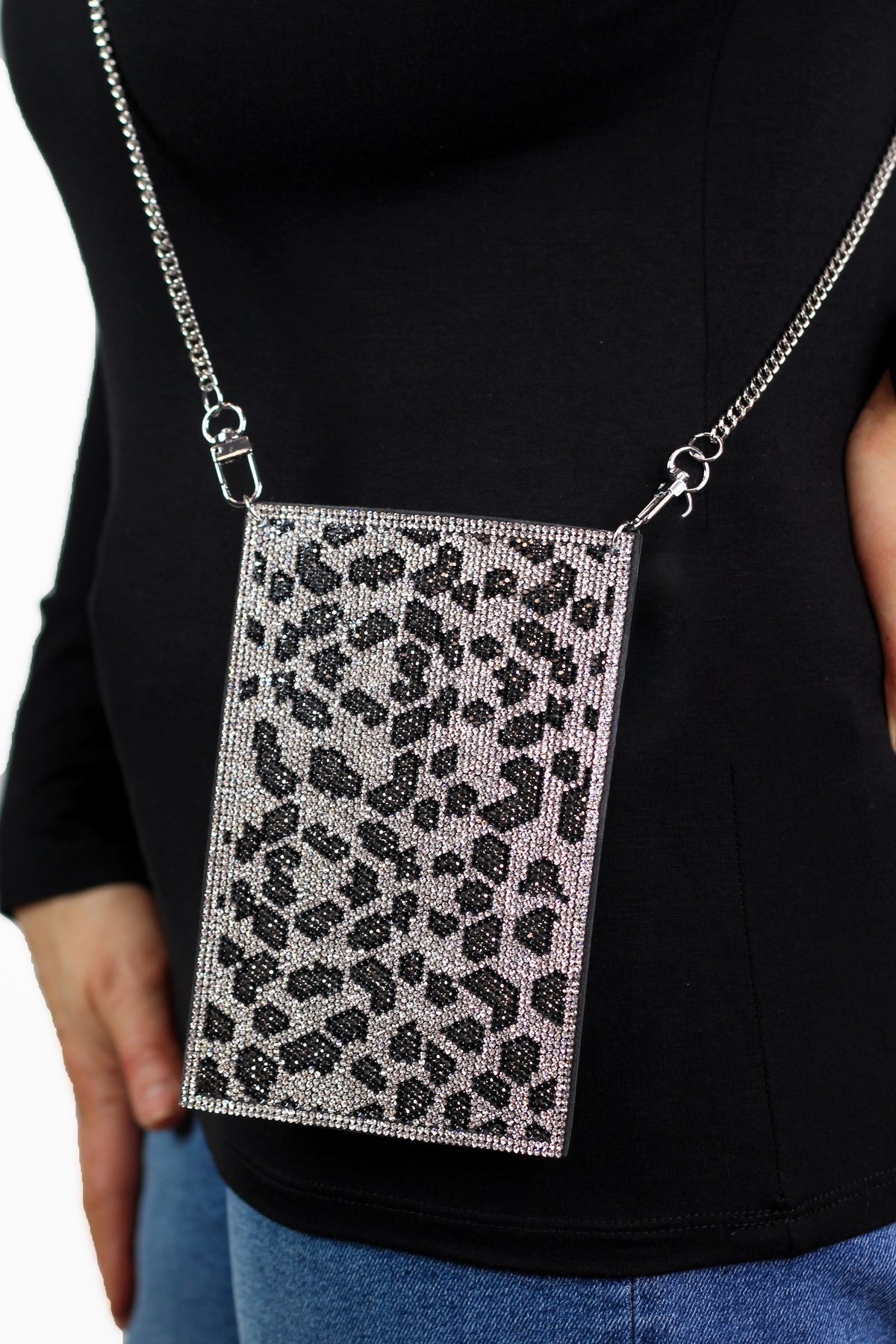 Rhinestone Front Crossbody Pouch