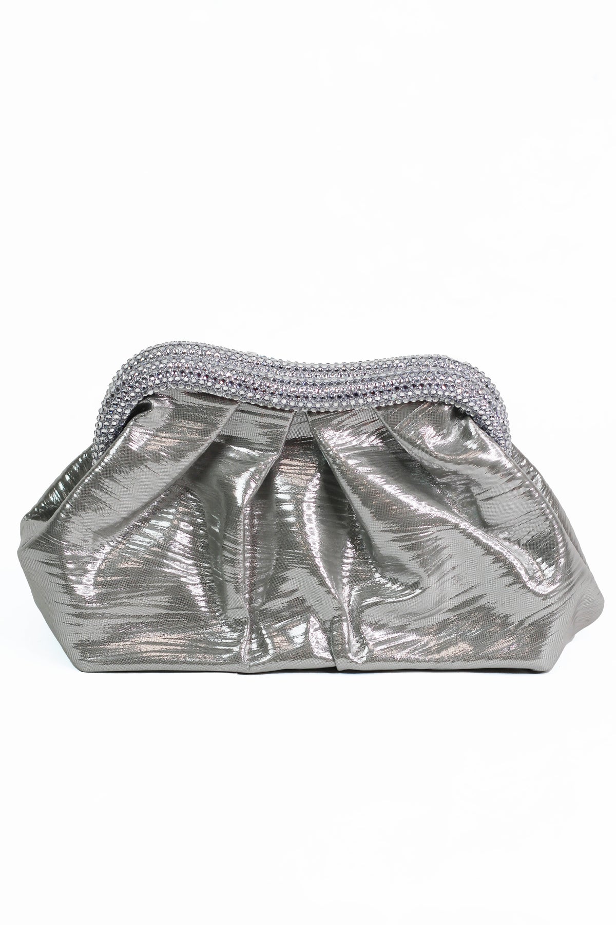 Metallic Rhinestone Push Close Clutch