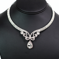 Rhinestone Collar Pear Drop Center Necklace Set