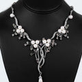 Rhinestone Pearl Dropdown Necklace