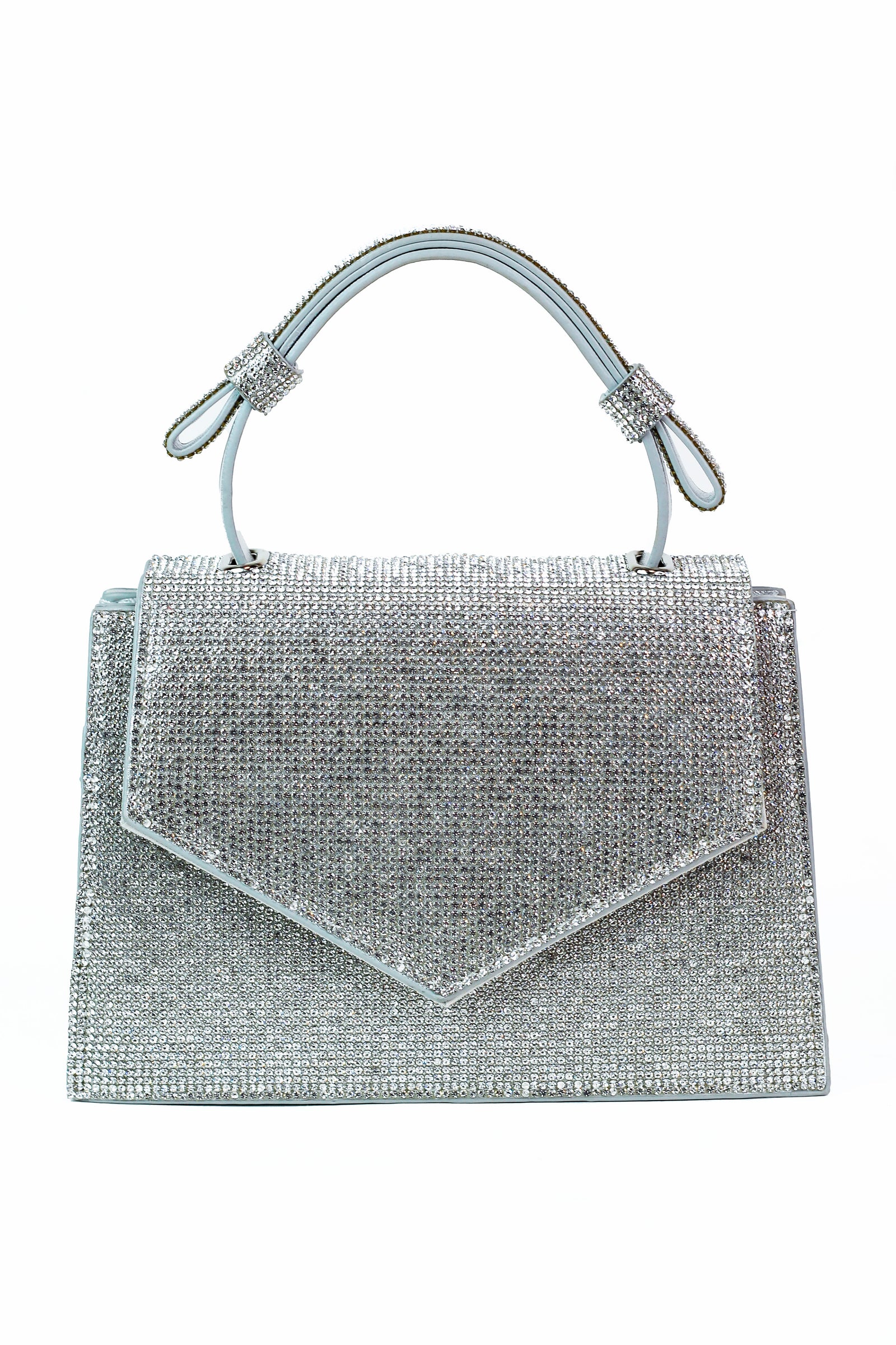 All Over Rhinestone Covered Front Flap w/ Single Handle Evening Bag