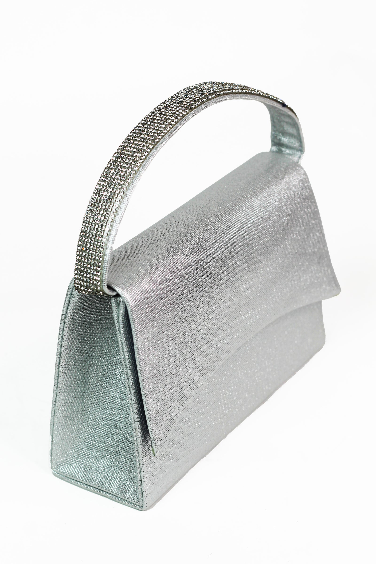 Structured Top Handle Handbag W/Rhinestones