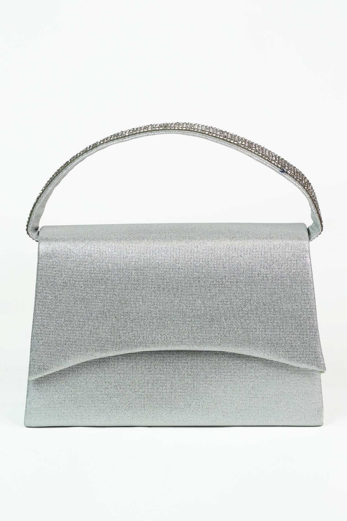Structured Top Handle Handbag W/Rhinestones