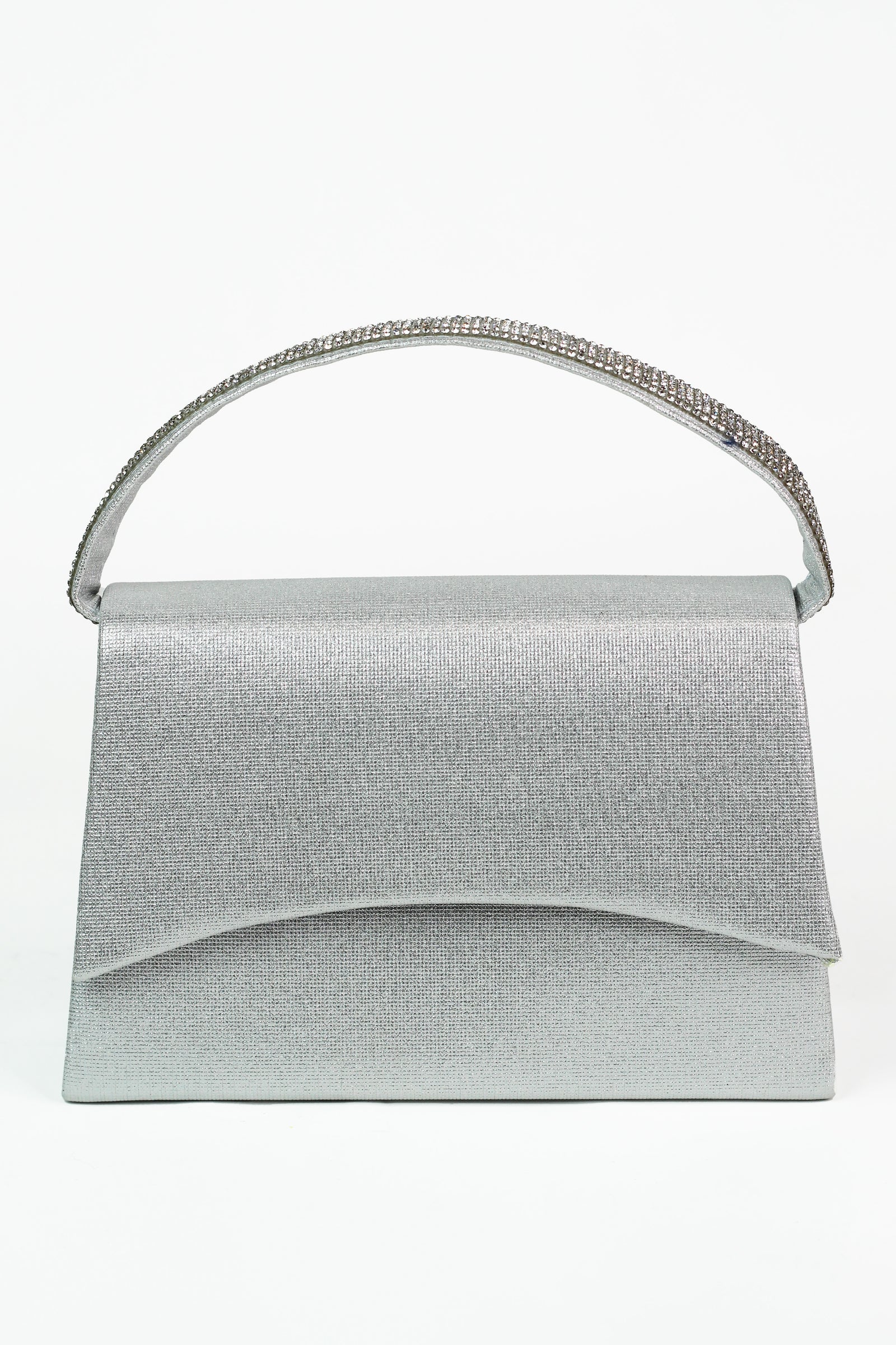 Structured Top Handle Handbag W/Rhinestones