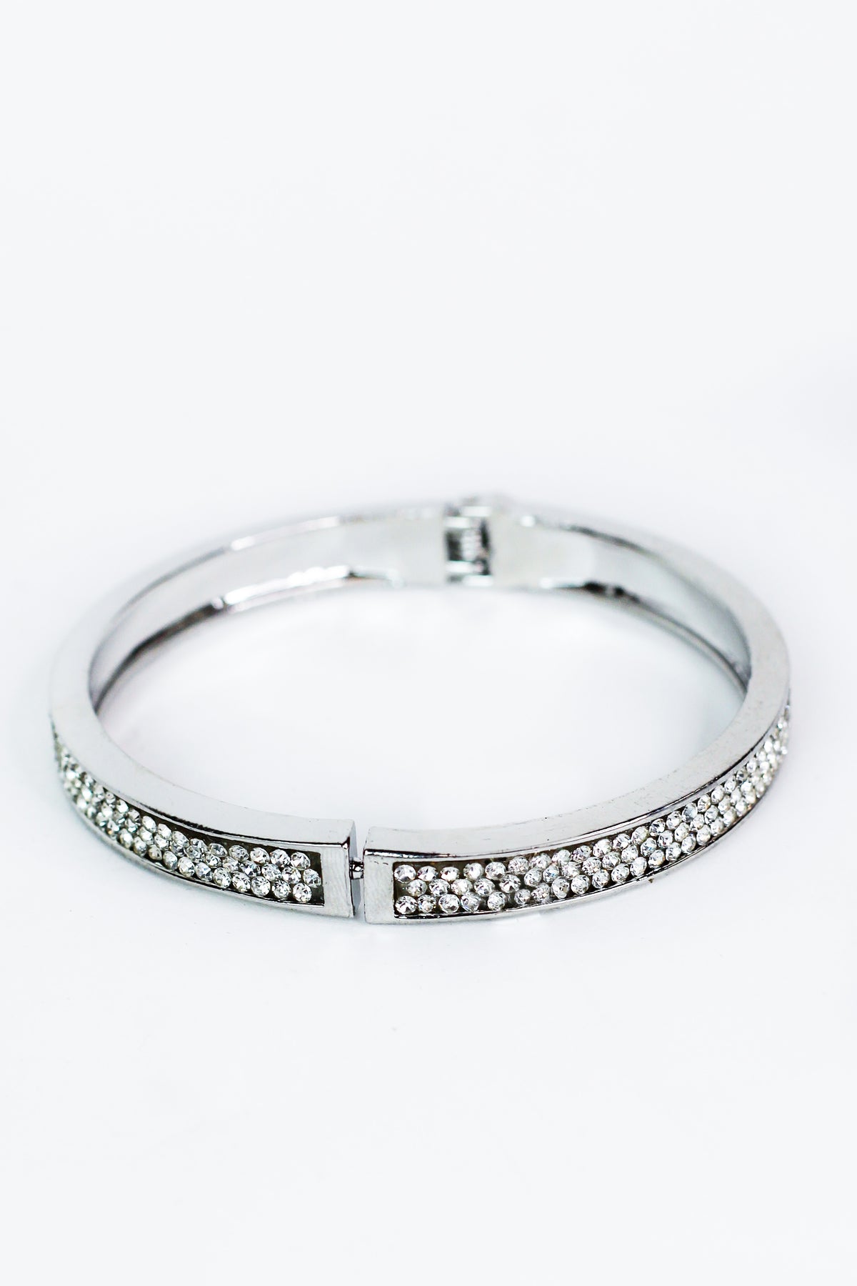 Three Row Pave Bangle Bracelet