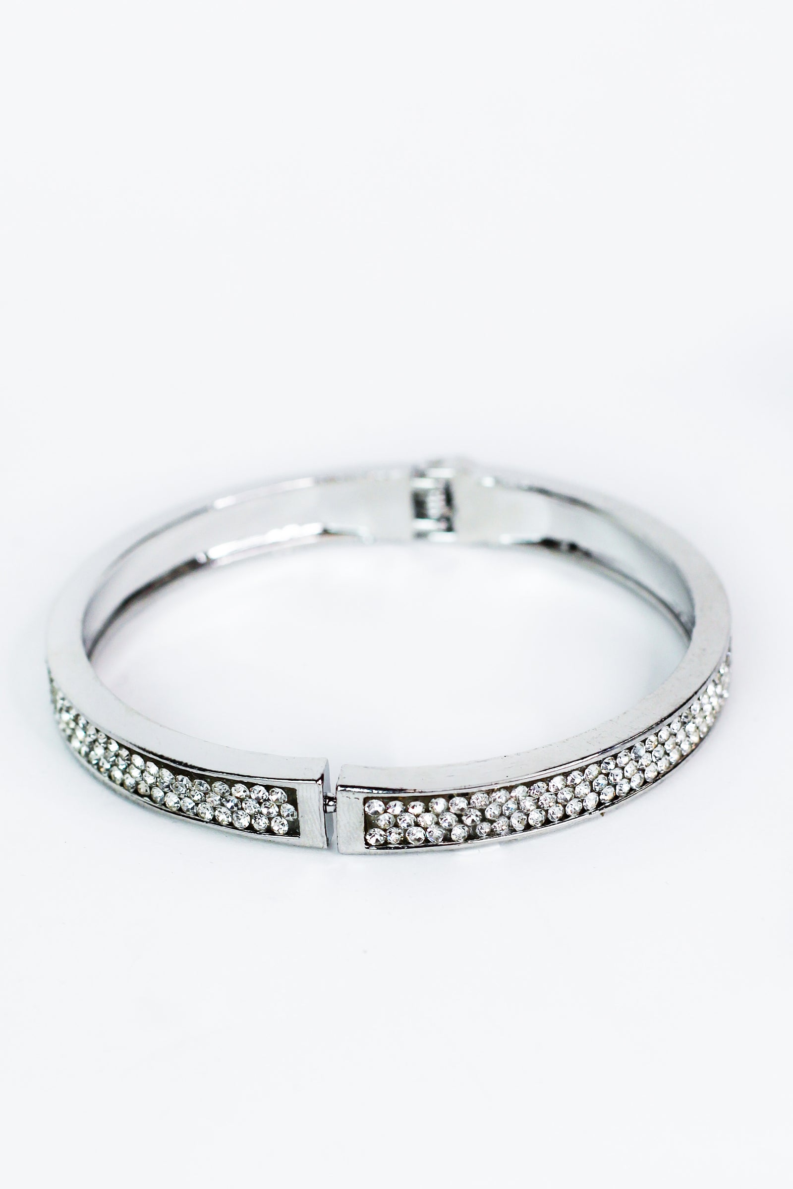Three Row Pave Bangle Bracelet