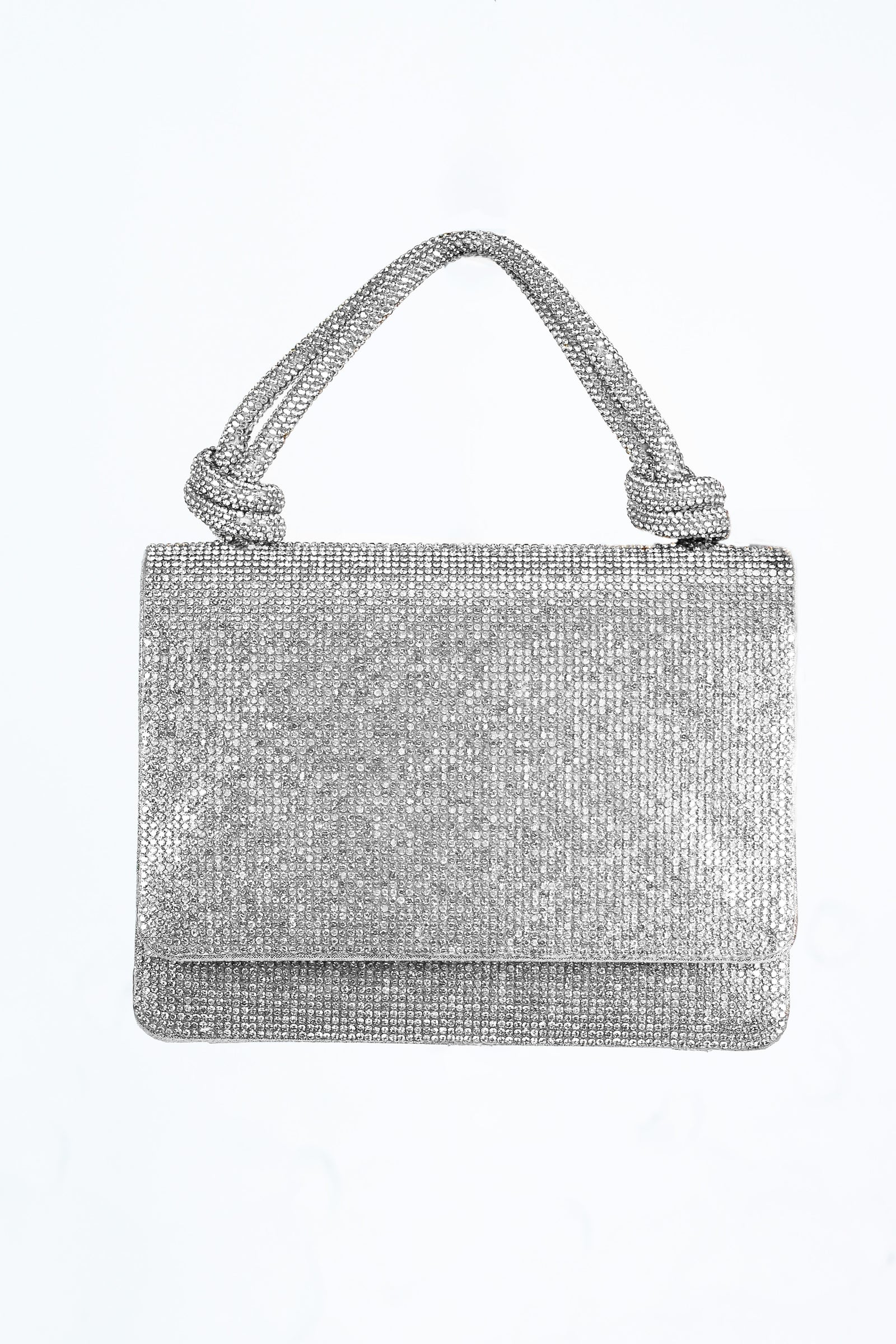 All Rhinestone Evening Clutch w/ Double Rope Handle