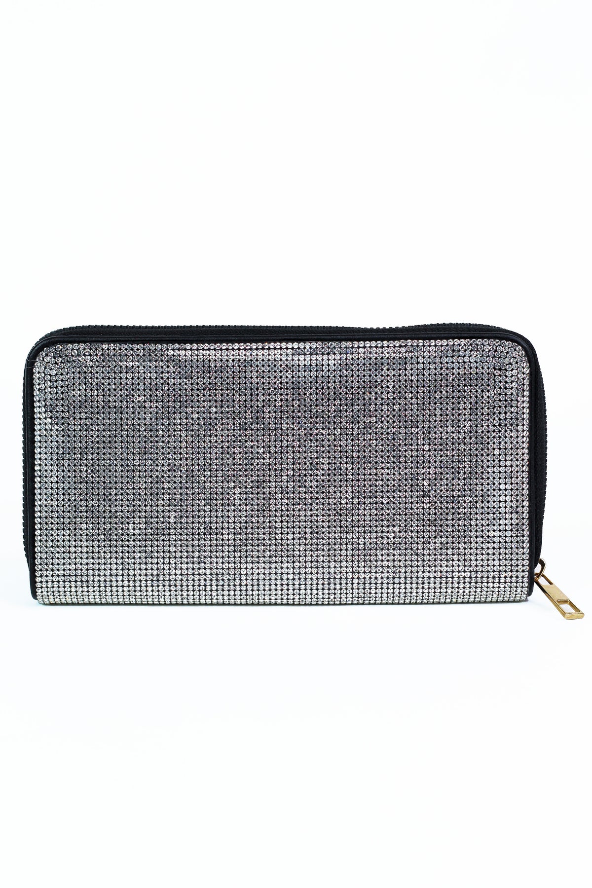 All Over Rhinestone Zip Around Wallet