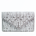 Rhinestone & Multi Size Pearl Stripes Envelope Clutch
