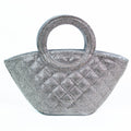 Triangle Rhinestone Evening Bag W/ Double Rounded Handle