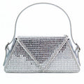 Baguette & Rhinestone Covered Triangle Single Handle Evening Bag