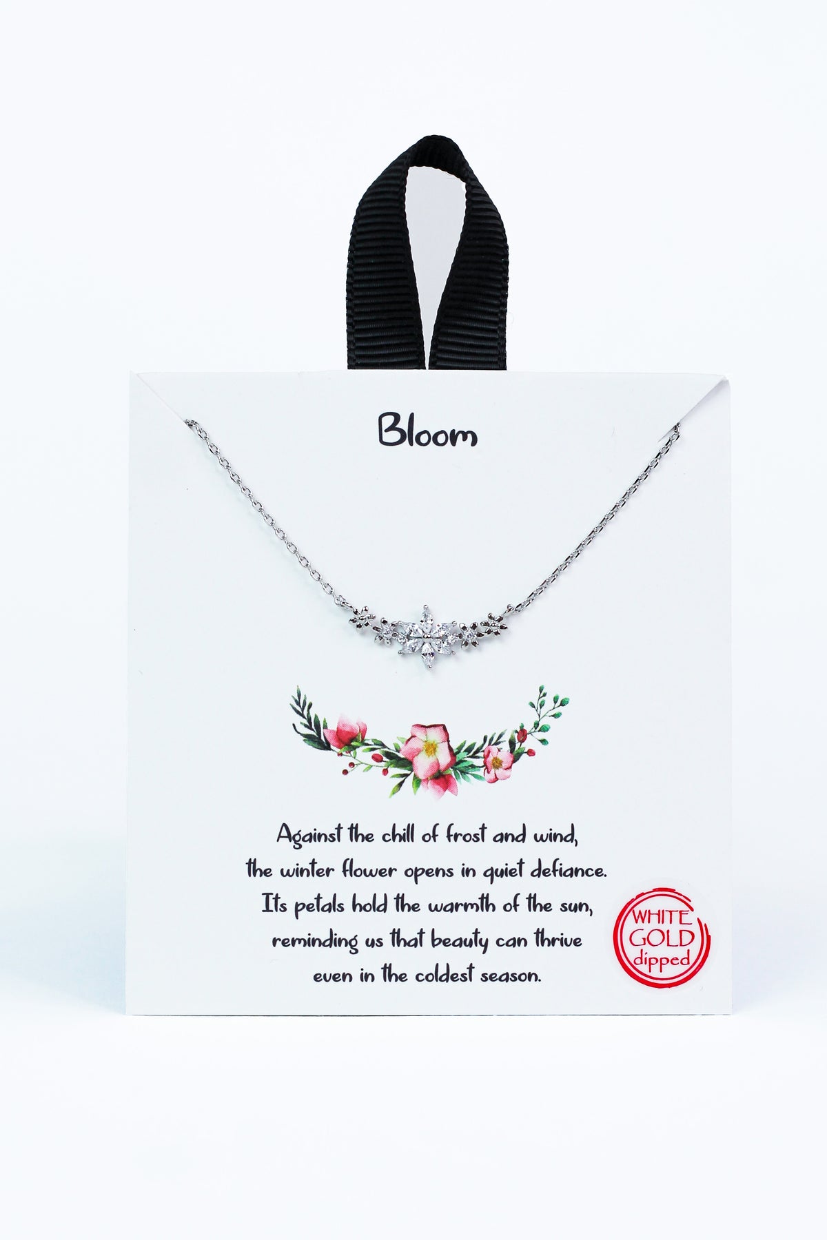 Dainty Floral Rhinestone Accent Necklace