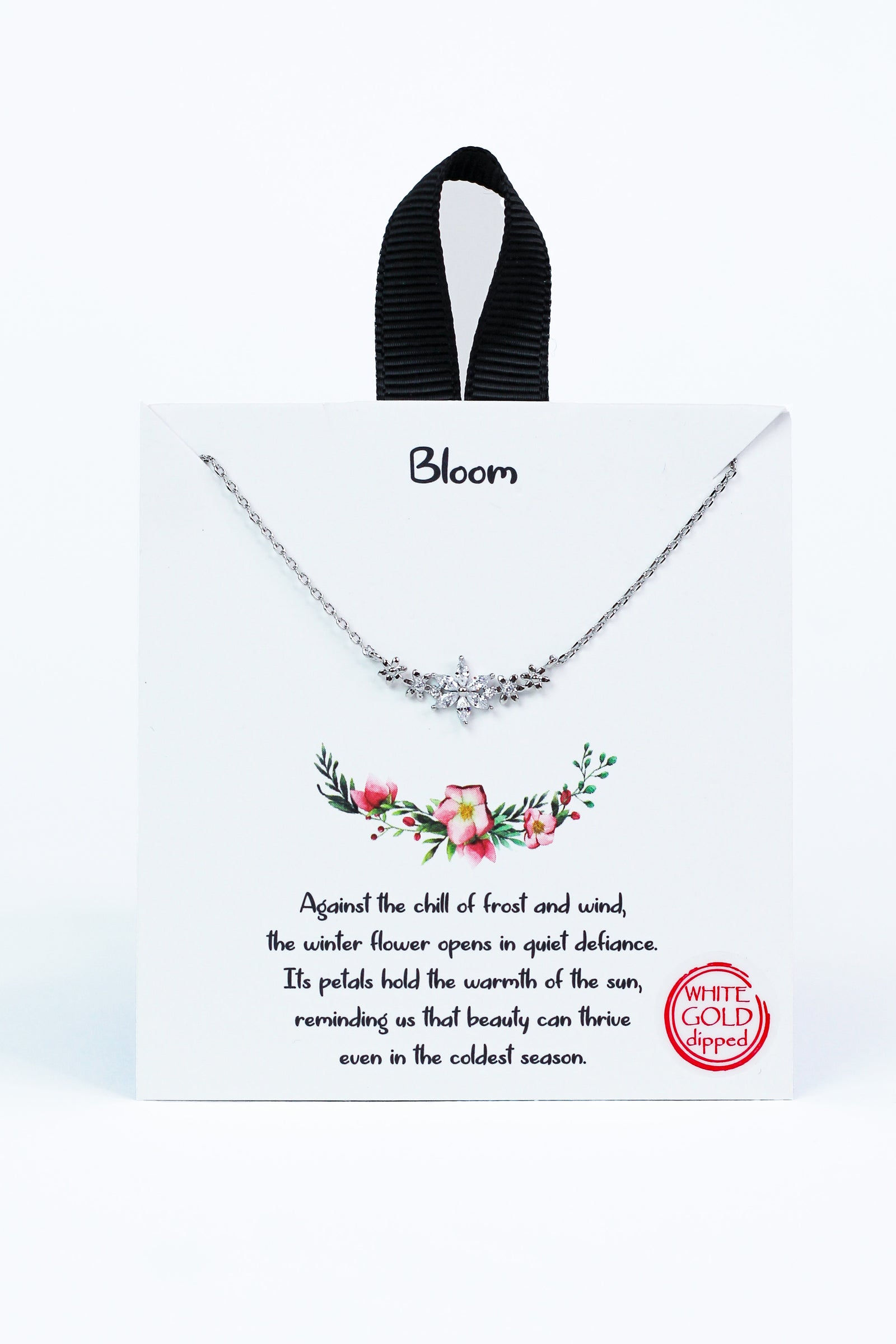 Dainty Floral Rhinestone Accent Necklace